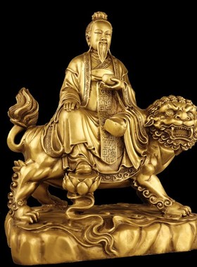 纯铜太乙救苦天尊骑九天狮子神像青华大帝太一真人家居玄关摆件