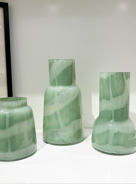 淡绿色清新唯美花瓶家居餐桌台面艺术水培插花酒店样板房高级摆件
