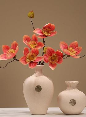 新中式陶瓷圆满纳福瓶仿真花花瓶客厅插花摆件国风家居饰品博古架