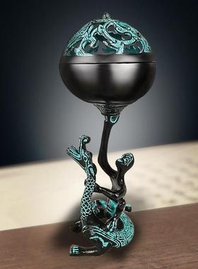 祥龙博山炉香薰炉纯铜香炉古玩摆件古董仿古青铜器文房铜器工艺品