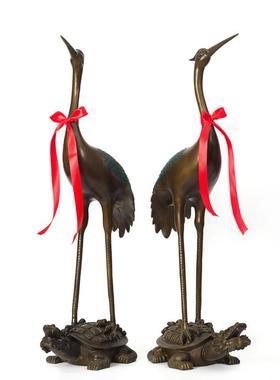 铜鹤摆件龟鹤一对祝寿礼品落地玄关仙鹤摆件大号客厅门厅开业礼品