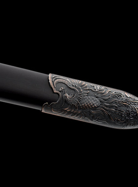 龙泉市刀剑工艺品花纹钢一体乌木