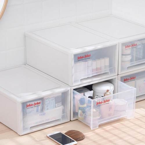 jeko书桌办公桌面收纳柜抽屉式办公室用品文件盒塑料整理箱架子桌 - 图2