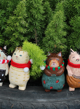 创意手工木雕小猫办公室桌面摆件个性猫元素生日礼物送男生装饰品