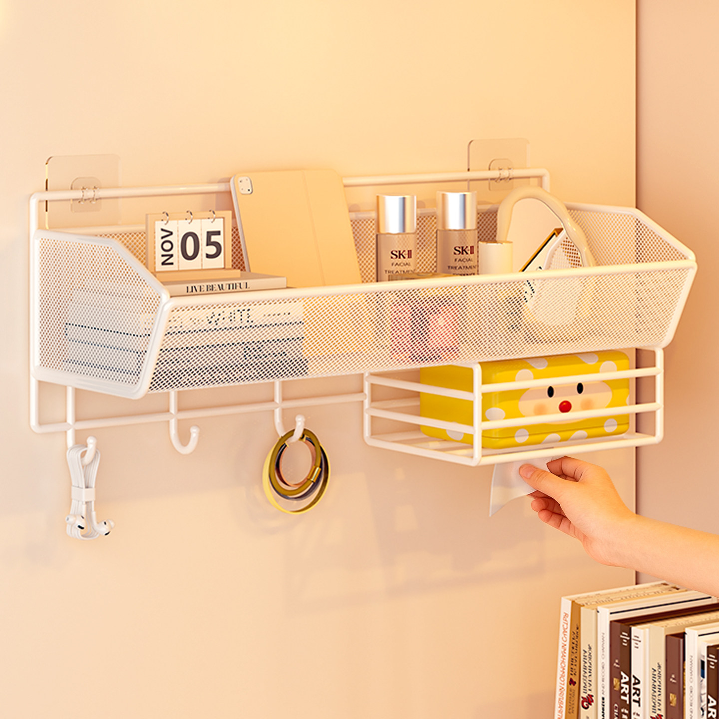 免打孔墙上置物架大学生宿舍好物寝室床上床头挂篮放纸巾收纳神器,淘宝优惠券,粉丝福利购,淘宝优惠卷