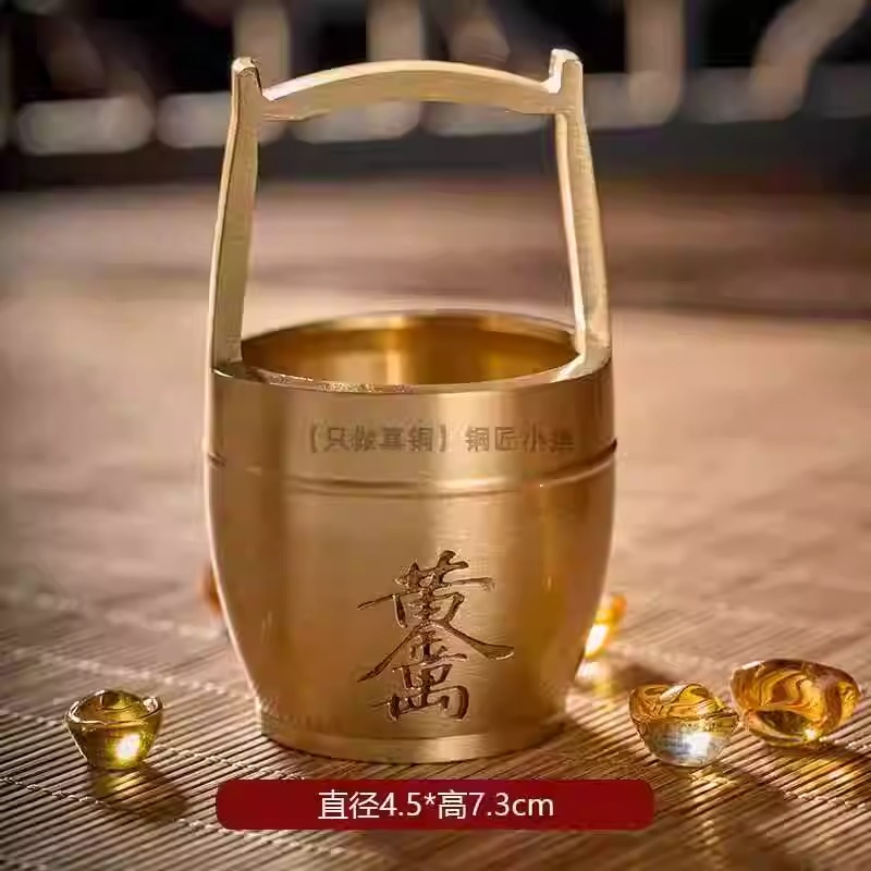 超大加大号纯黄铜一桶金黄金万两招财摆件新店铺开业送礼物铜水桶
