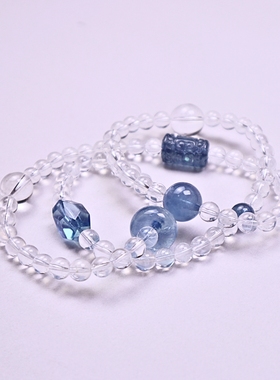 天然魔鬼蓝海蓝宝手串蓝针水晶