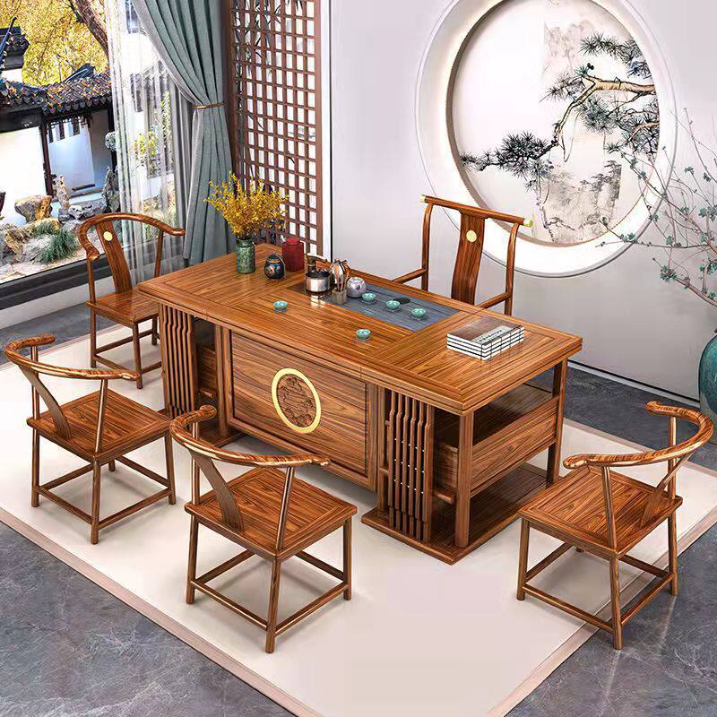 印尼花梨木茶桌实木茶桌椅组合新中式全套自动烧水一体功夫泡茶桌 - 图2