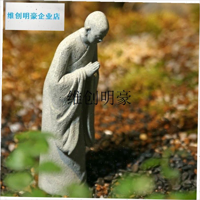 l青石茶几小和尚许愿和尚礼物和尚摆件花K盆鱼缸假山庭院桌面禅意 - 图1