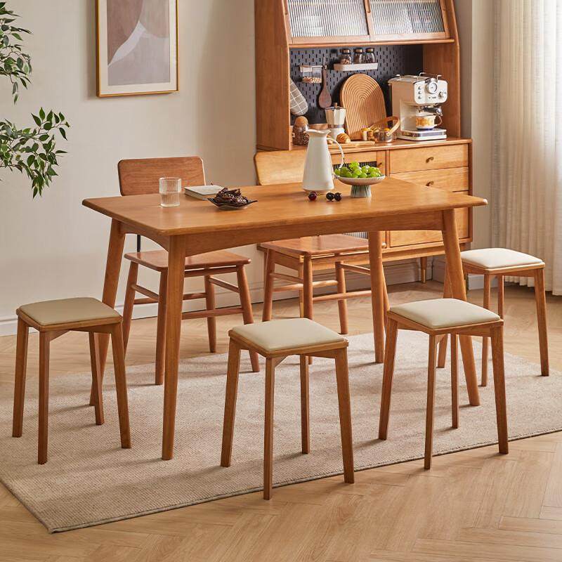 家逸实木凳子餐椅可叠放椅子软包方凳高凳板凳餐桌凳家用软包凳,淘宝优惠券,粉丝福利购,淘宝优惠卷