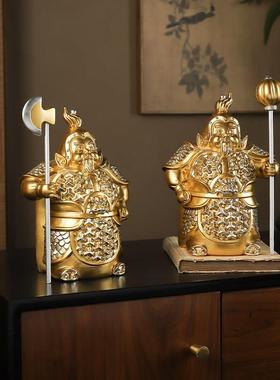 复古门神摆件哼哈二将书柜酒柜家居客厅入户玄关怀旧装饰品摆设