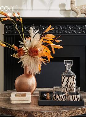 邸高家居马毛玻璃酒具套组合样板房间酒店会所大厅酒柜装饰摆设品