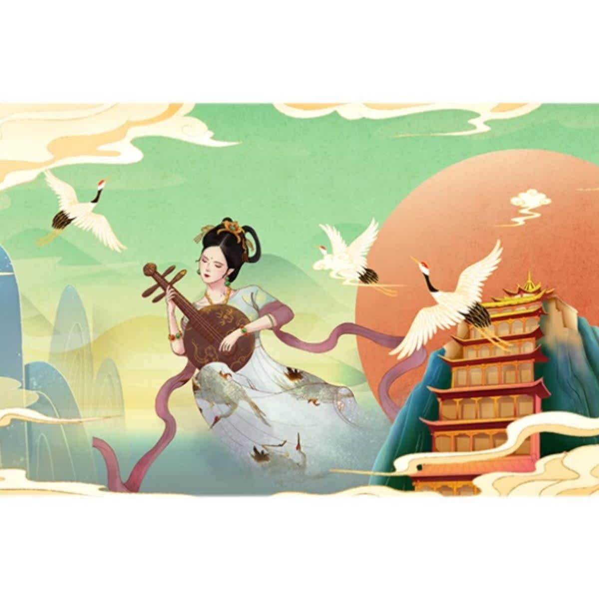 敦煌飞天仙女图祥云古典墙纸酒店大堂客房壁画足浴采耳理疗店墙布,淘宝优惠券,粉丝福利购,淘宝优惠卷