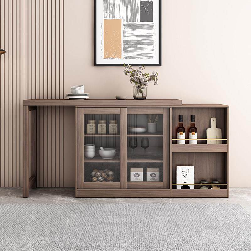 北欧现代简约轻奢家用小户型伸缩餐桌餐边柜一体储物靠墙折叠桌子,淘宝优惠券,粉丝福利购,淘宝优惠卷