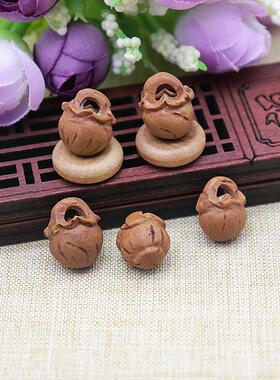 桃胡龙纹桃核 雕刻两道花边篮子 框 diy材料 编宝宝别针儿童挂件