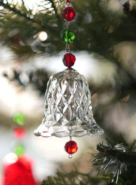 跨境红色透明水晶风铃窗户挂饰铃铛玻璃挂件节日圣诞树装饰品