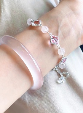 普陀山文创四叶草天然水晶手链女