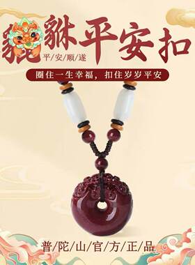 普陀山官方保真朱砂项链招财