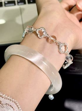 普陀山2026四叶草水晶手链女马粉