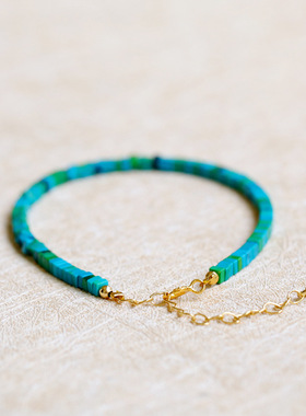 春之碧色细仿绿松石手链