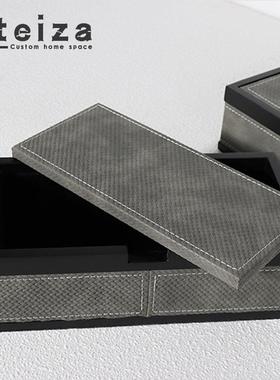 Oteiza现代简约纹理皮革首饰盒收纳盒样板间酒店售楼处家庭软装