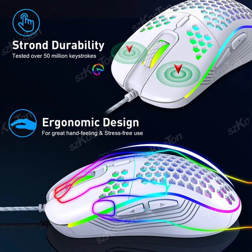 RGB Wired Gaming Mouse Ergonomic Design Mouses 6Levels Adju - 图1