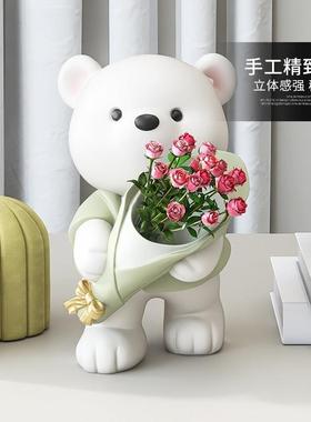 创意花瓶摆件桌面客厅电视柜酒柜餐桌插花器卡通熊办公桌装饰礼品