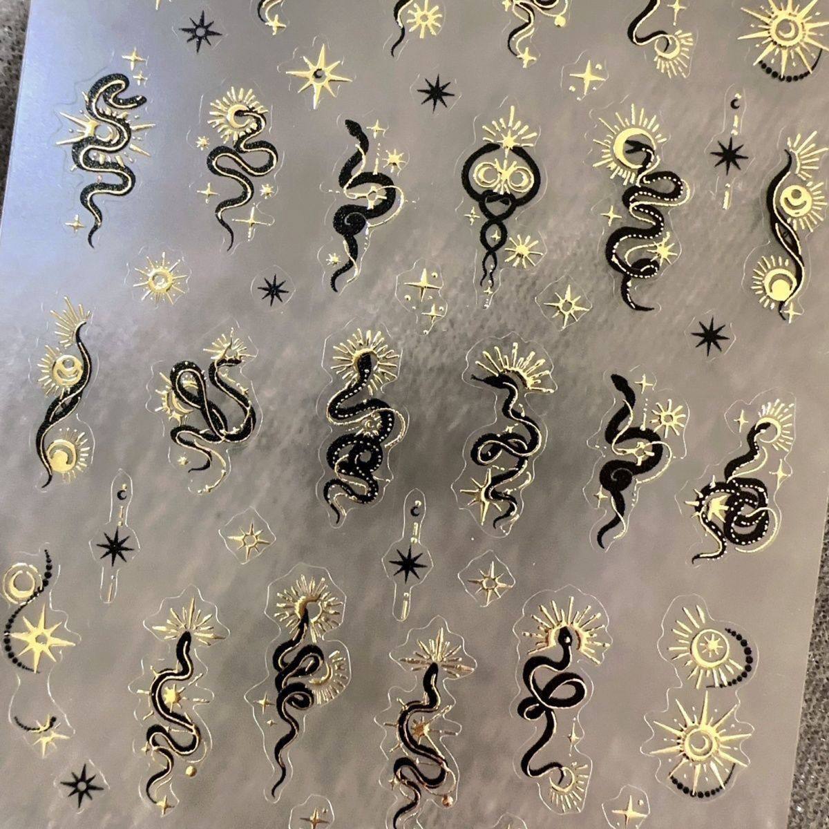 辣妹招财星月小蛇美甲贴纸立体浮雕烫金背胶暗黑diy防水中长款饰,淘宝优惠券,粉丝福利购,淘宝优惠卷