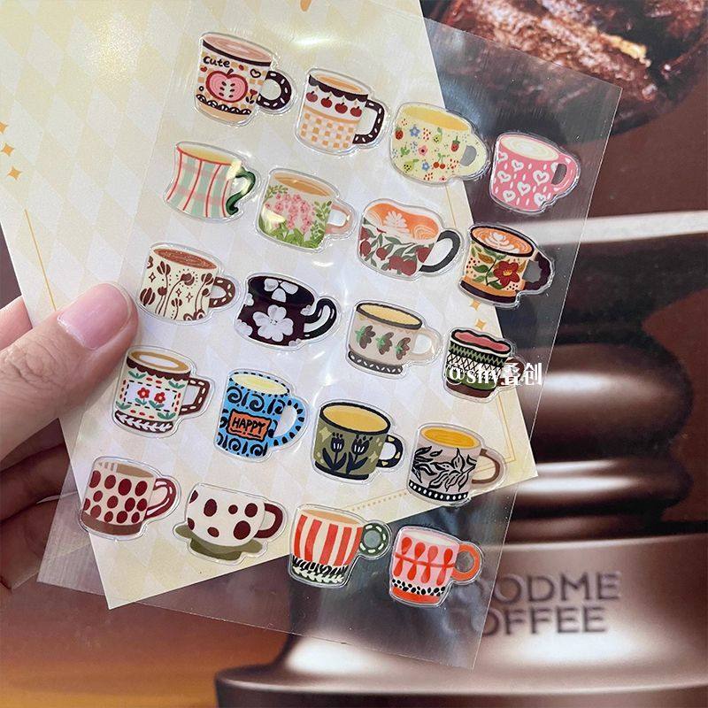ins秋冬氛围美甲贴纸果冻贴手账装饰diy素材咖啡花花杯元素可爱风,淘宝优惠券,粉丝福利购,淘宝优惠卷