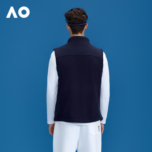 AO澳网秋冬新款立领百搭摇粒绒梭织运动马甲男网球高尔夫户外上衣 - 图1