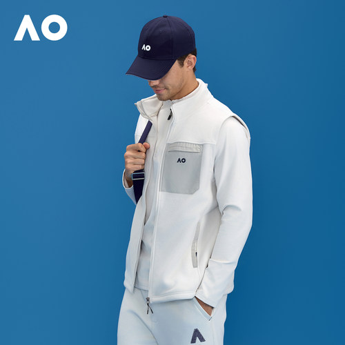 AO澳网秋冬新款立领百搭摇粒绒梭织运动马甲男网球高尔夫户外上衣 - 图0
