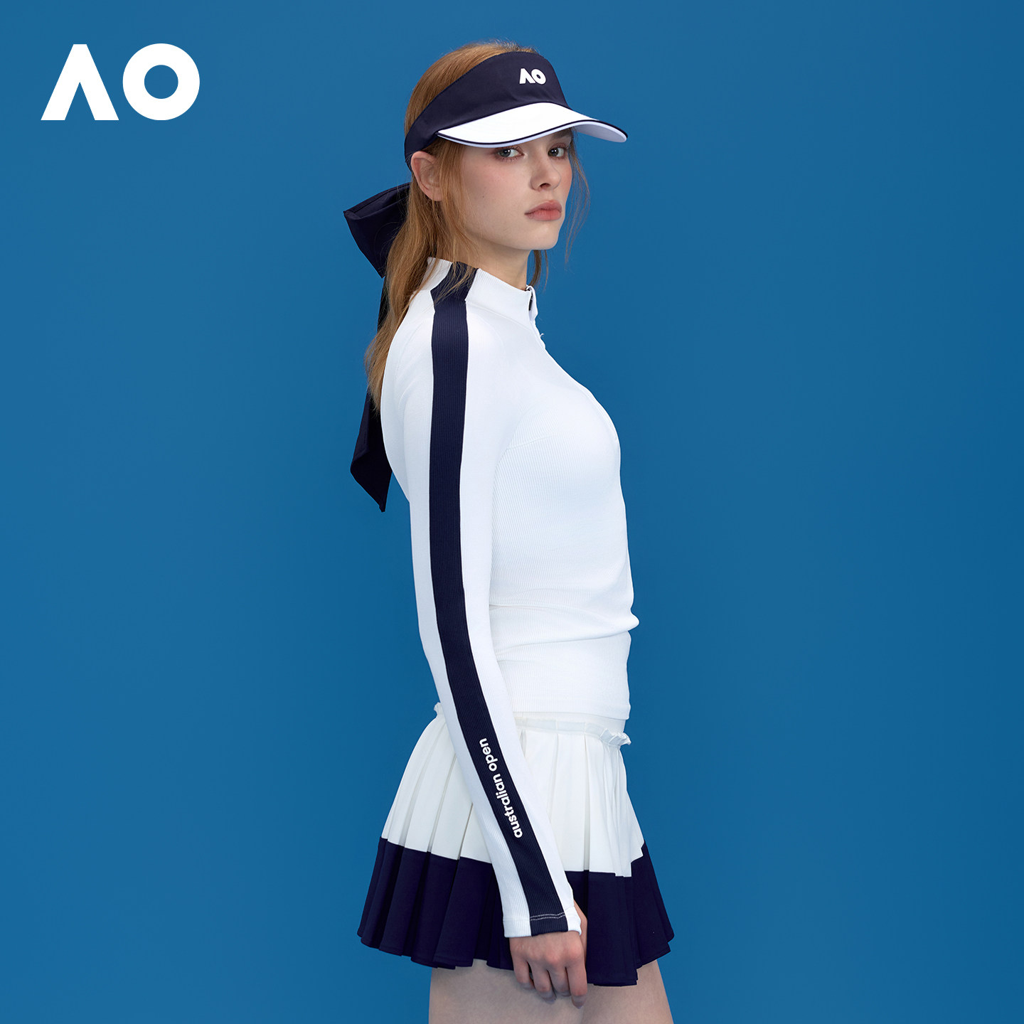 AO澳网撞色半拉长袖运动卫衣女网球服25秋冬新品短款半拉链外套,淘宝优惠券,粉丝福利购,淘宝优惠卷