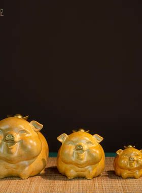 招财进宝诸事顺利铜摆饰元宝猪家居装饰品客厅玄关办公室乔迁新居