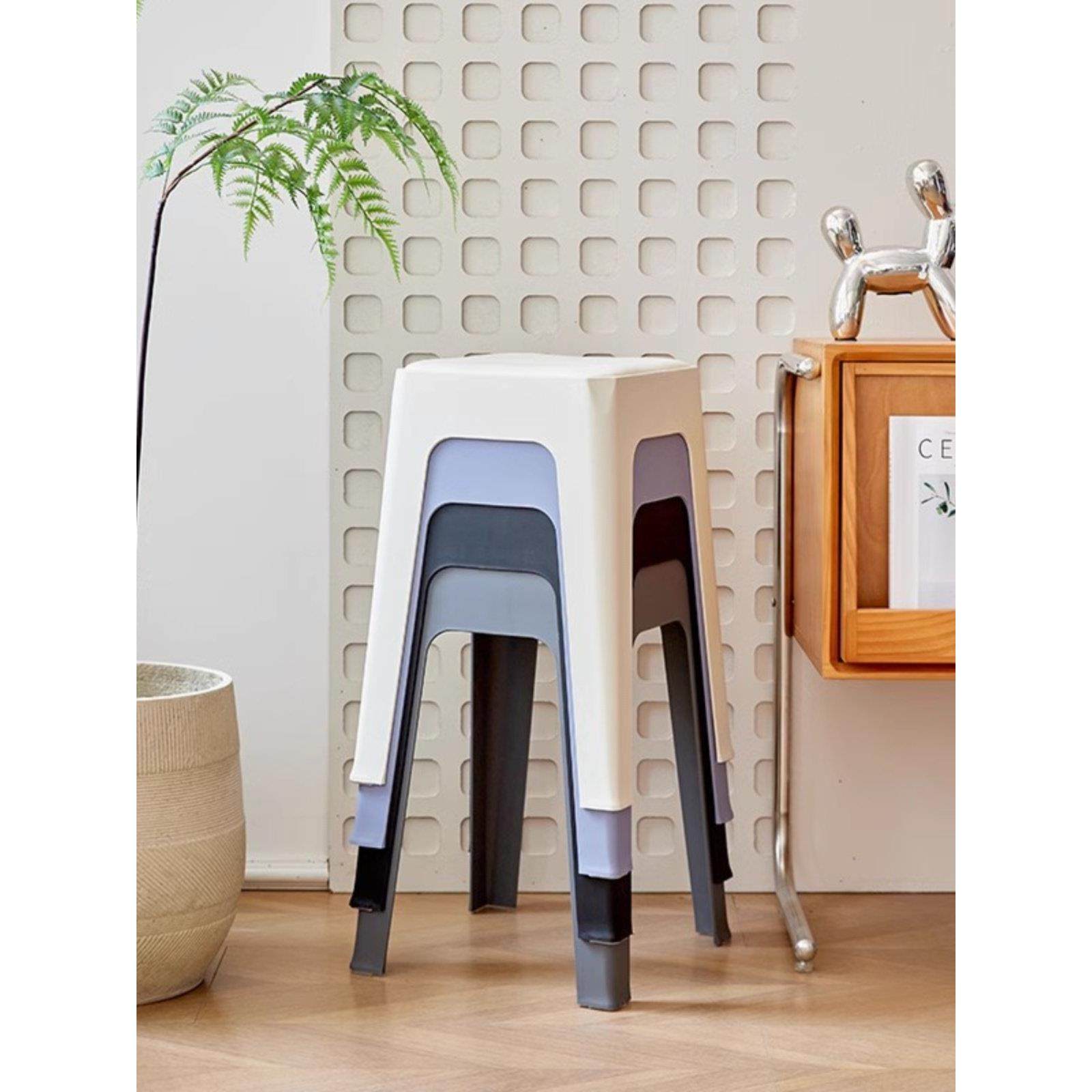 网红软包方形凳子升级加厚可叠放塑料餐边凳时尚家用高凳化妆凳子,淘宝优惠券,粉丝福利购,淘宝优惠卷