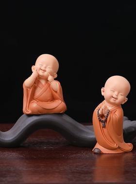 创意中式小和尚家居饰品摆件客厅电视柜玄关茶桌书房办公室装饰品