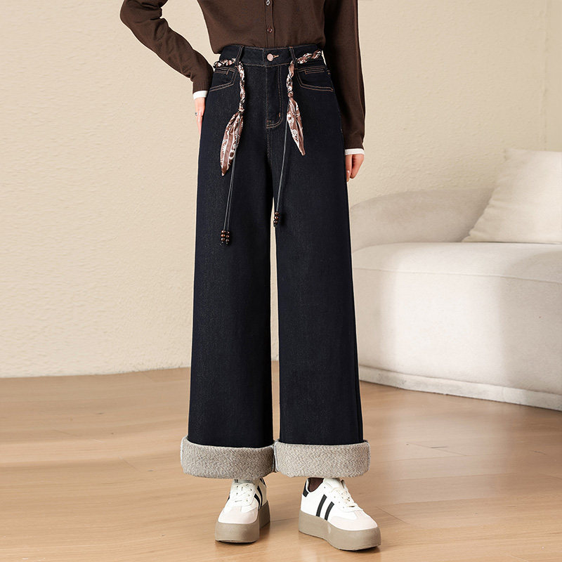 巨显瘦复古阔腿牛仔裤女2025新款秋冬高腰不贴腿小个子宽松喇叭裤,淘宝优惠券,粉丝福利购,淘宝优惠卷