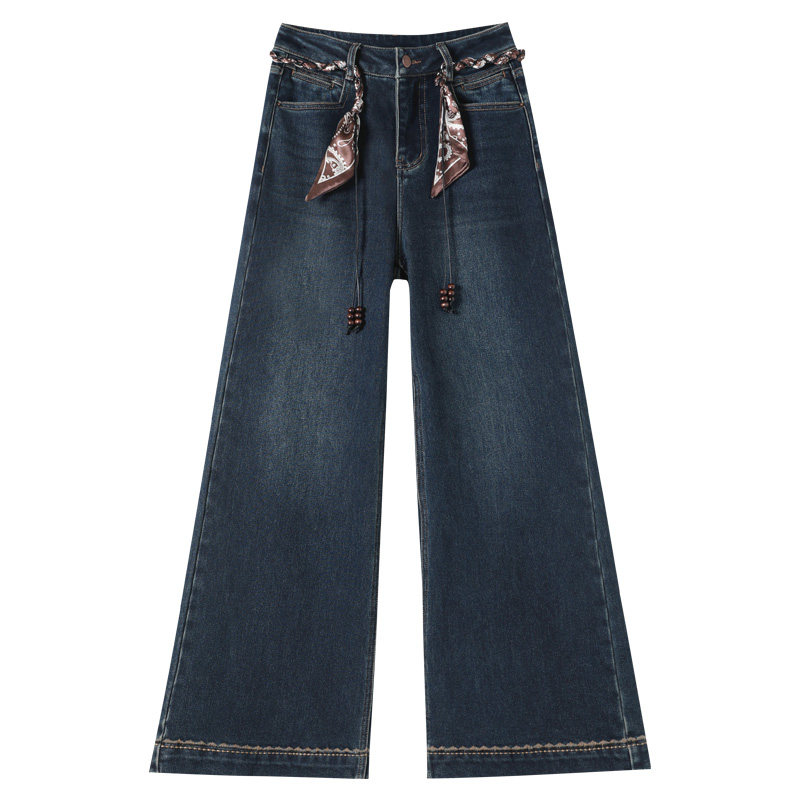 巨显瘦复古阔腿牛仔裤女2025新款秋冬高腰不贴腿小个子宽松喇叭裤,淘宝优惠券,粉丝福利购,淘宝优惠卷