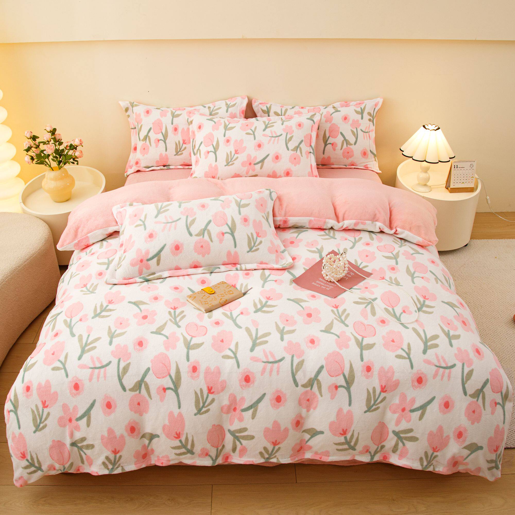 牛奶绒四件套加绒床单被套冬天法兰绒被罩单件水晶绒珊瑚绒四件套