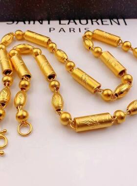 金色橄榄珠链沙金六角三