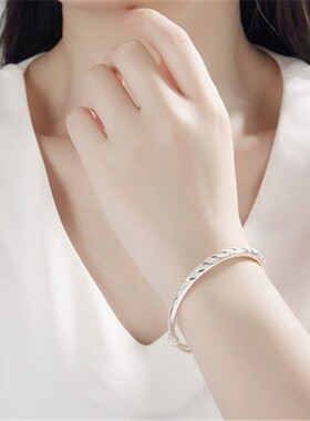 圆形流星雨镀银手镯女ins
