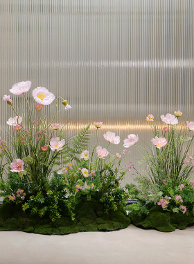 高级时尚仿真植物虞美人客厅家居装饰花艺ins风整体一体盆栽绿植