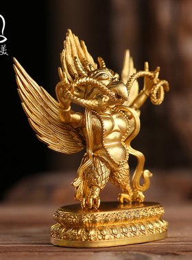 极速尼泊尔工艺黄铜铸造护法x金翅大鹏鸟雷震神鸟家用供奉佛像摆
