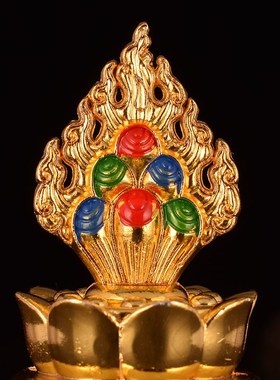 藏传民族用品镀金彩绘八吉祥莲花摩尼宝财神宝瓶合金宝瓶双色可选