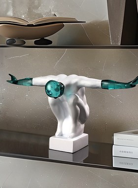 轻奢现代艺术展翅人像摆件客厅电视柜酒柜书房书架装饰品高端软装