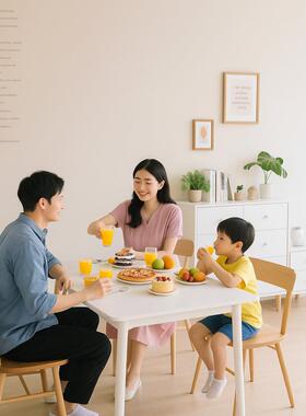 桌家用户型吃KGC饭桌子长方形饭餐桌出租房用小桌奶油风餐桌椅组