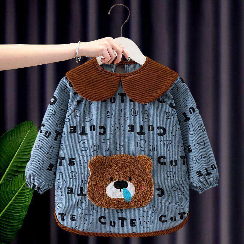 秋冬灯芯绒宝宝罩衣儿童围裙防水防脏婴儿吃饭围兜护衣男童反穿衣,淘宝优惠券,粉丝福利购,淘宝优惠卷