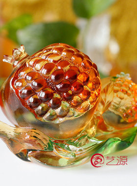 琉璃多子多福石榴摆件家居饰品创意结婚礼品毕业送老师生日礼物