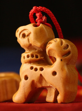 极速十二生肖吊坠桃木属相狗项链男女木质随身饰品守护.木雕平安