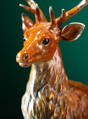 极速朱炳仁铜 家居电视柜装w饰摆件套装礼盒鹿装饰品工艺礼品崭露