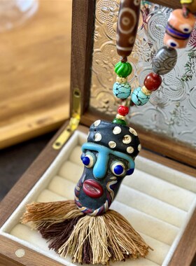 新品尼泊尔手工老琉璃腓尼基人项B链搭配天珠菱镁矿牛骨南红朱砂S